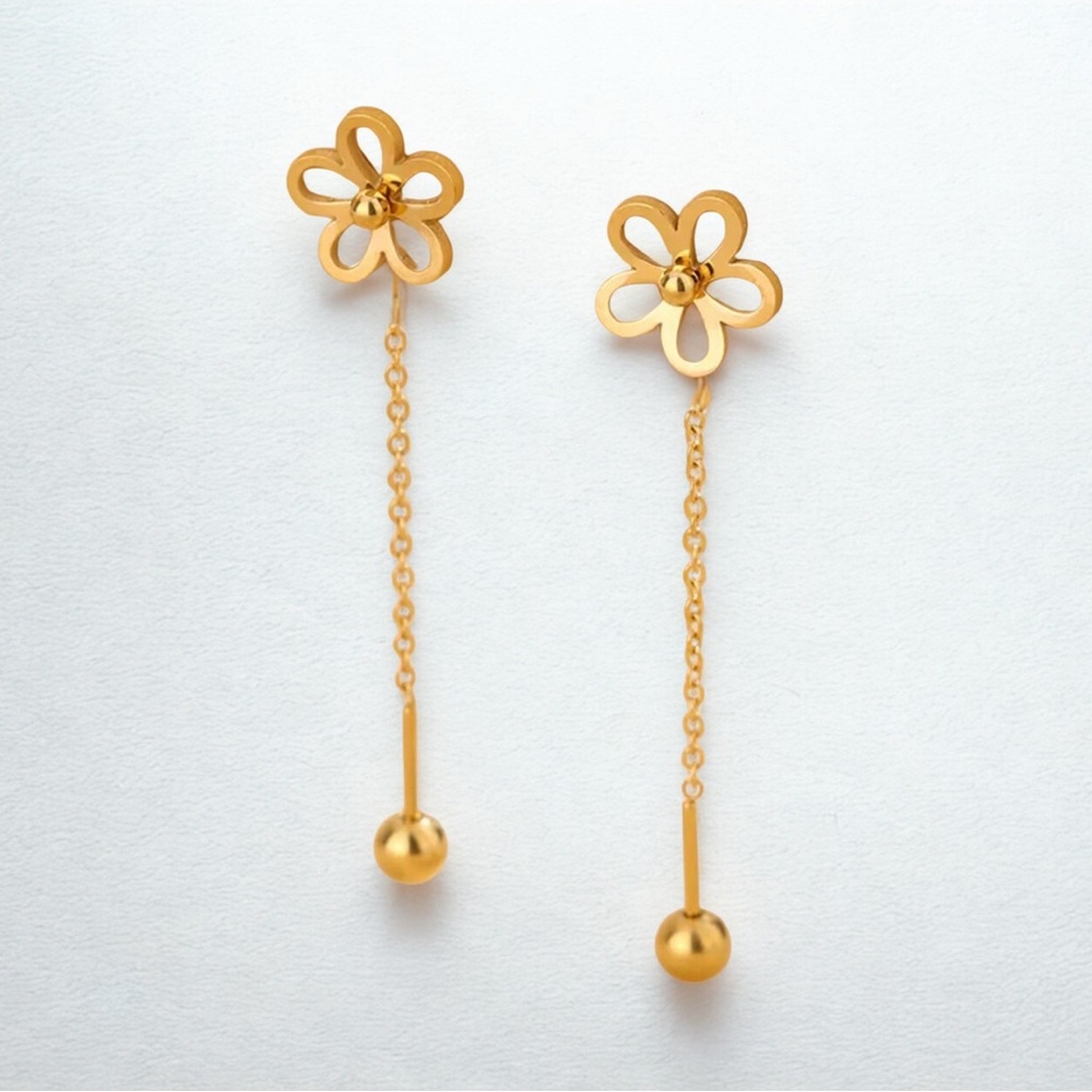 Elegant Gold Flower Drop Earrings